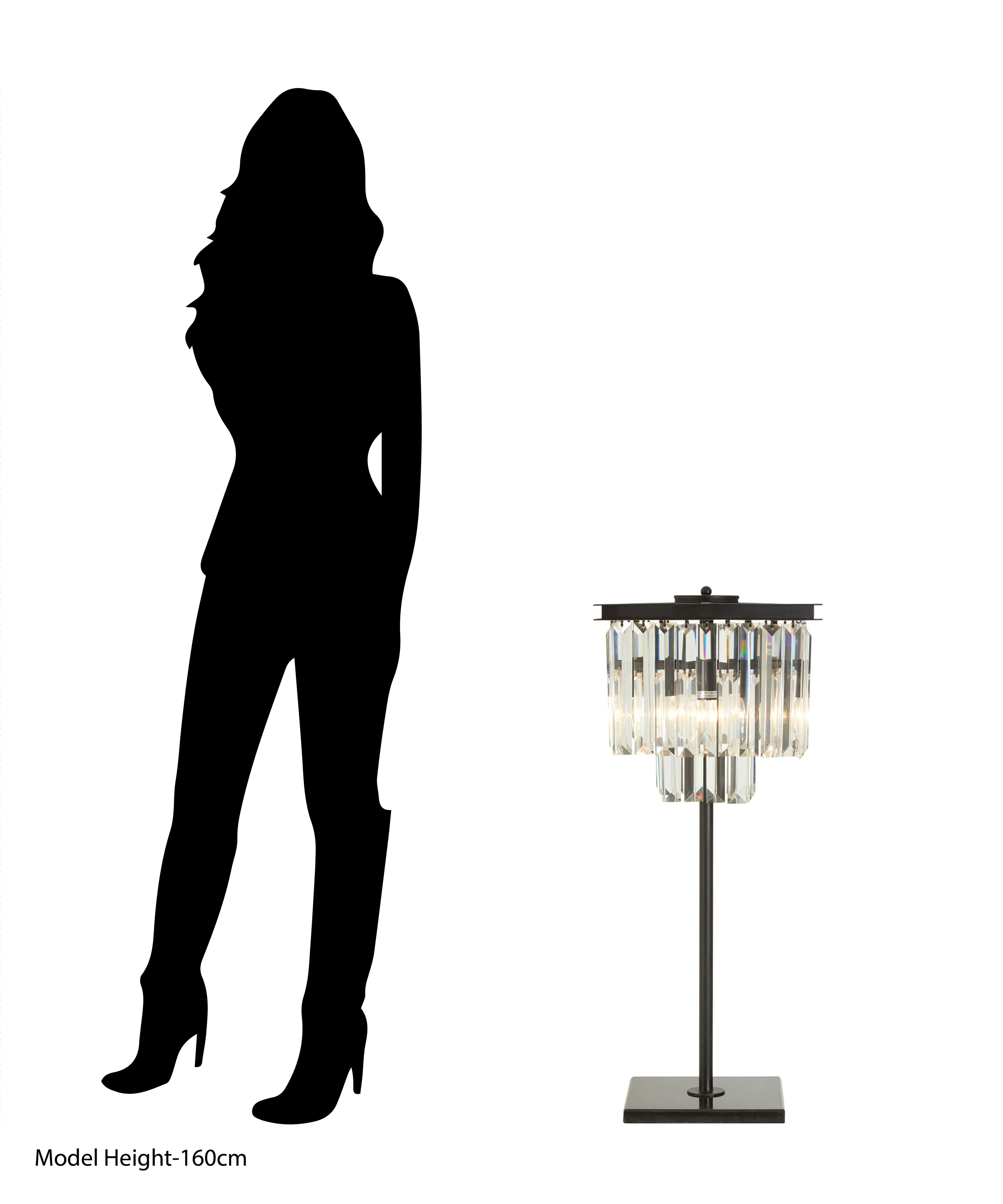 Candace Townhouse Black Iron & Crystal Glass Table Lamp